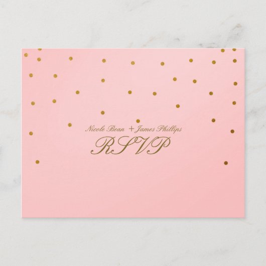 Roze en kleine gouden Confetti RSVP bruiloft Brief Uitnodiging Briefkaart (Voorkant)