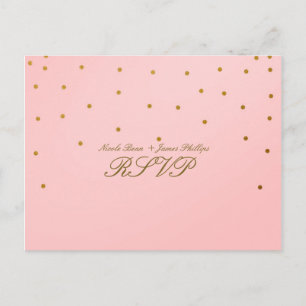 Roze en kleine gouden Confetti RSVP Weddenschap Br Uitnodiging Briefkaart
