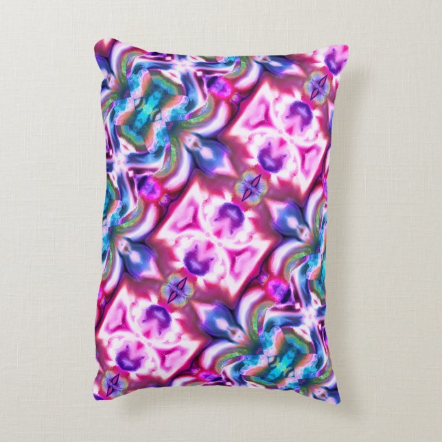 Roze en kleurrijk rapport met ruw glas accent kussen (Achterkant (Verticaal))