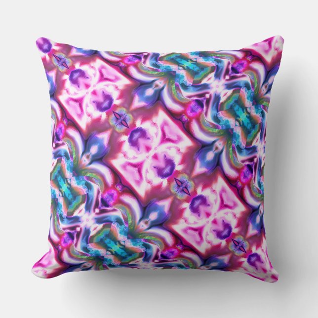 Roze en kleurrijk rapport met ruw glas kussen (Voorkant)