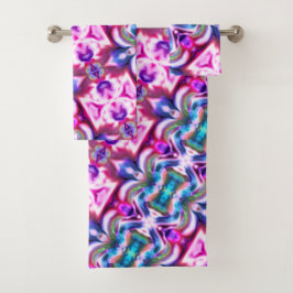 Roze en kleurrijke verstandhouding met ruwe glasst bad handdoek