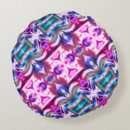 Roze en kleurrijke verstandhouding met ruwe glasst rond kussen