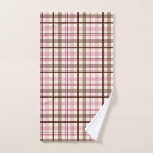Roze en Koffie geruite Tartan Bad Handdoek (Handdoek)