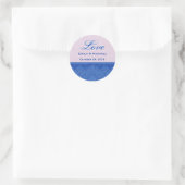 Roze en Koninklijk Blauw Bruiloft Damask V23 Ronde Sticker (Tas)