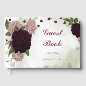 roze en kool bloemen groen gastenboek (Voorkant)