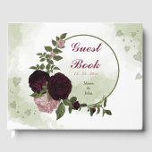roze en kool bloemen groen gastenboek (Voorkant)