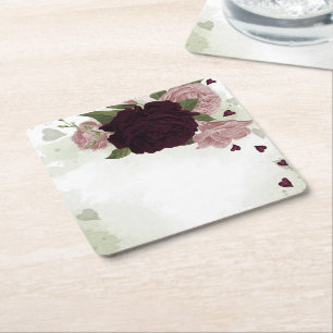 roze en kool bloemen groen kartonnen onderzetters
