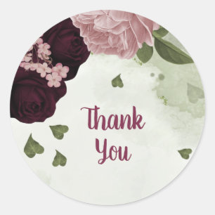 roze en kool bloemen groen ronde sticker