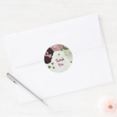 roze en kool bloemen groen ronde sticker (Envelop)
