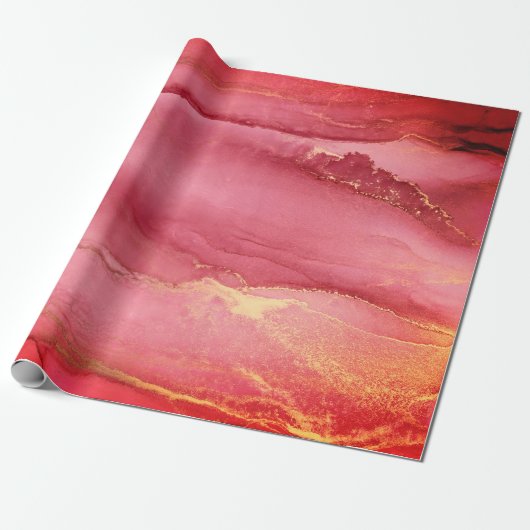 Roze en Koraal Abstract Verpakkingsdocument Cadeaupapier (Uitgerold)