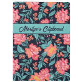 Roze en koraal bloemen gepersonaliseerd klembord (Achterkant)