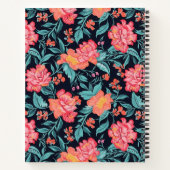 Roze en koraal bloemen gepersonaliseerd notitieboek (Achterkant)