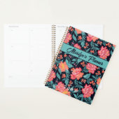 Roze en koraal bloemen gepersonaliseerde planner (Display)