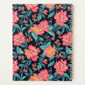 Roze en koraal bloemen gepersonaliseerde planner (Achterkant)