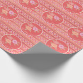 Roze en koraal bloemig cadeaupapier (Hoek)