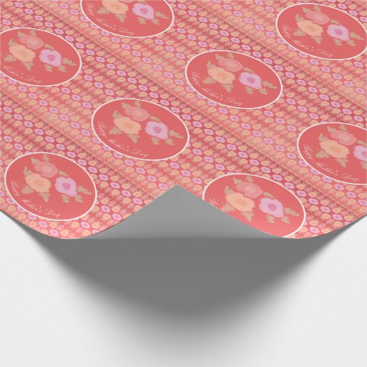 Roze en koraal bloemig cadeaupapier (Hoek)