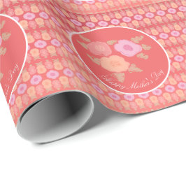 Roze en koraal bloemig cadeaupapier