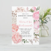 Roze en koraal Botanische pony Bridesmaid Luncheon Kaart (Staand voorkant)
