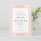 Roze en koraal Damask Simple Wedding Kaart (Staand voorkant)