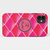 Roze en Koraal Diamanten Met Monogram Case-Mate iPhone Case (Achterkant (horizontaal))
