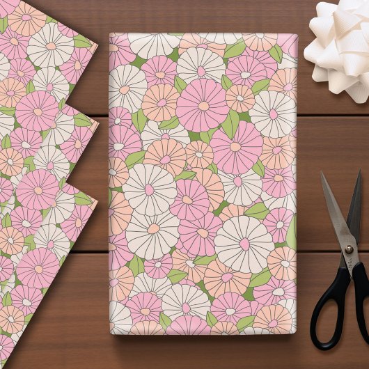 Roze en koraal fantasievolle Boho bloemen Inpakpapier Vel