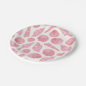 Roze en koraal geschilderde kustschelpen papieren bordje (Gekanteld)