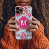Roze en koraal Ikat Custom Monogram Case-Mate iPhone Case