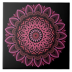 Roze en koraal Mandala keramische Tegel Tegeltje