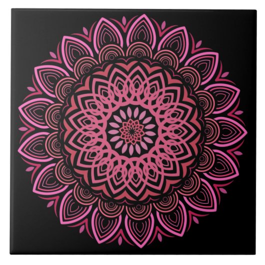 Roze en koraal Mandala keramische Tegel Tegeltje (Voorkant)