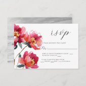 Roze en koraal pioen bruiloft RSVP Kaart (Voorkant / Achterkant)