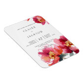 Roze en koraal pioenen moderne bruiloft uitnodigin magneet (Rechterzijde)