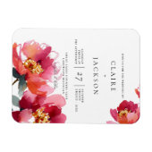 Roze en koraal pioenen moderne bruiloft uitnodigin magneet (Horizontaal)