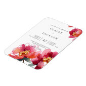 Roze en koraal pioenen moderne bruiloft uitnodigin magneet (Linkerzijde)