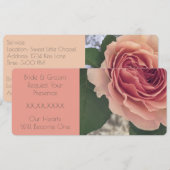 Roze en koraal Roos Kaart (Voorkant / Achterkant)