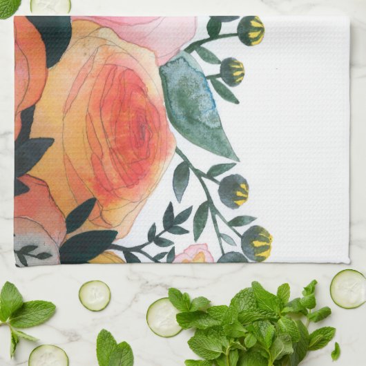 Roze en koraal Rozen keukenhanddoeken (Gevouwen)