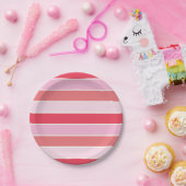 Roze en koraal strepen papieren bordje (Feest)
