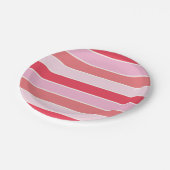 Roze en koraal strepen papieren bordje (Gekanteld)
