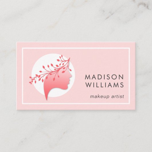 Roze en koraal vrouwelijk Logo Visitekaartje (Voorkant)