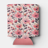 Roze en koraal Waterverf Bloemen Blikjeskoeler (Achterkant)