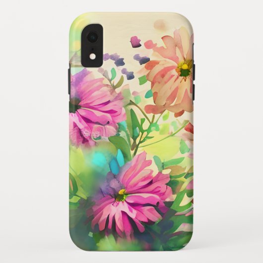 Roze en koraal Waterverf Flowers Case-Mate iPhone Case (Achterkant)
