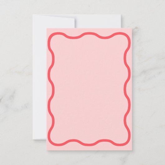 Roze en koraal Wavy Retro bruiloft RSVP Kaartje (Achterkant)