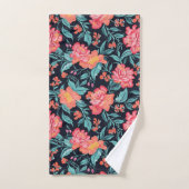 Roze en koraalbloemen bad handdoek (Handdoek)