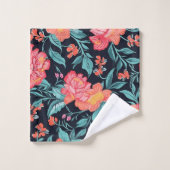 Roze en koraalbloemen bad handdoek (Wasdoekje)