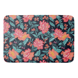 Roze en koraalbloemen badmat