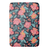 Roze en koraalbloemen badmat (Voorkant Verticaal)