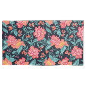 Roze en koraalbloemen kussensloop (Voorkant-Links)