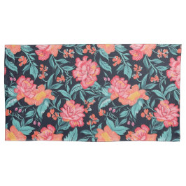 Roze en koraalbloemen kussensloop