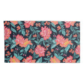 Roze en koraalbloemen kussensloop (Achterkant-Rechts)