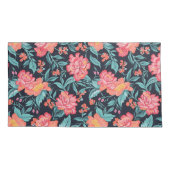 Roze en koraalbloemen kussensloop (Achterkant-Links)