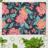 Roze en koraalbloemen theedoek (Gevouwen)